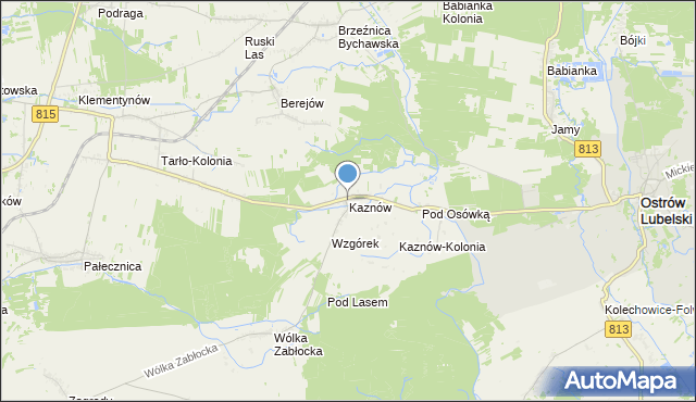 mapa Kaznów, Kaznów gmina Ostrów Lubelski na mapie Targeo